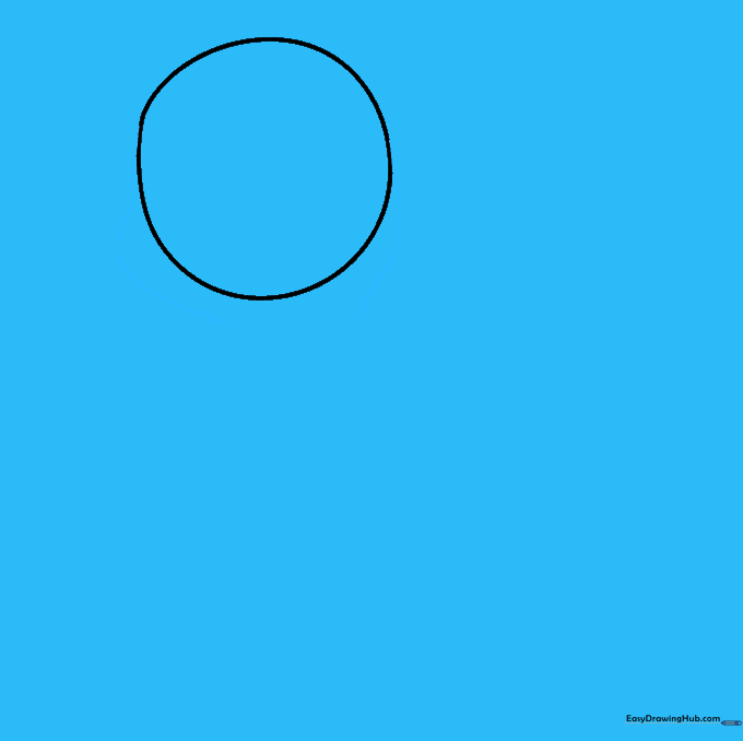 Adding curved lines to the bottom of the circle to form the jaw and neck structure.