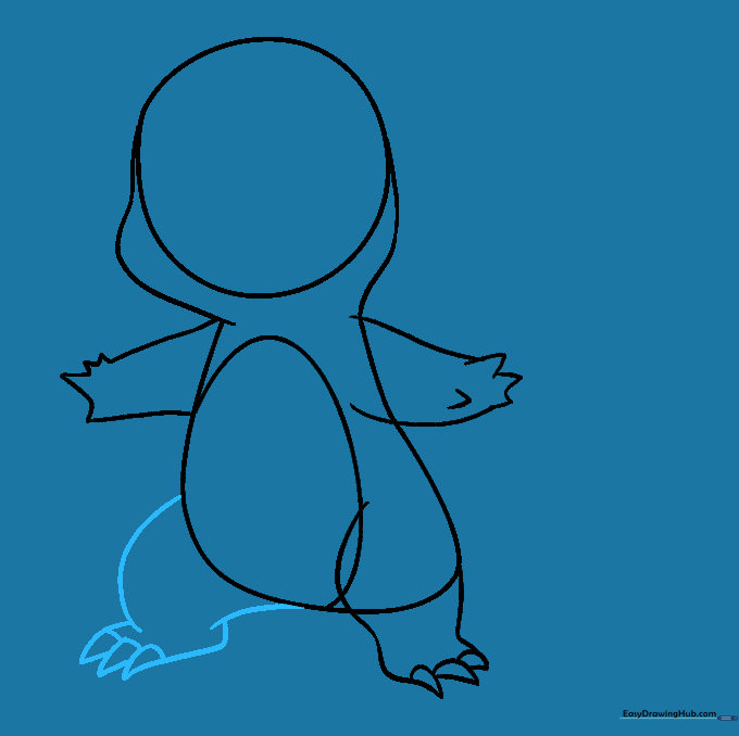 Adding the second leg with matching triangular claws.