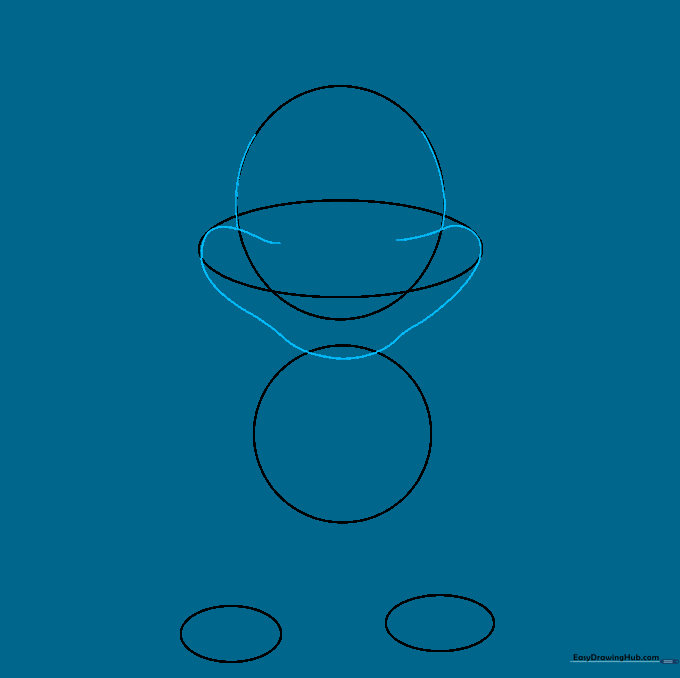 Drawing the curved line that defines the muzzle and jaw structure of the PAW Patrol character.