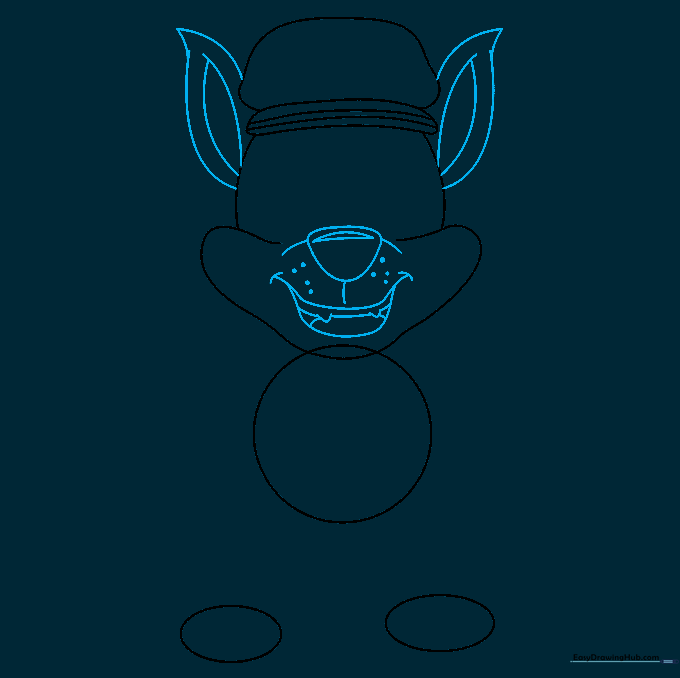 Detailed drawing of Chase's ears, nose, and mouth after erasing construction lines.