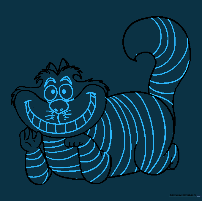 Adding detailed facial features, teeth, and body stripes.