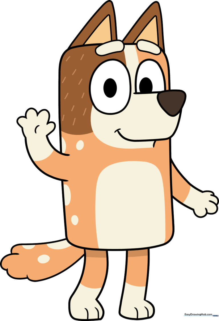 Full-color, finished drawing of Chilli Heeler from Bluey, perfect for fans to reference.