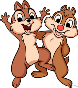 Finished, colorful illustration of Chip and Dale standing together.