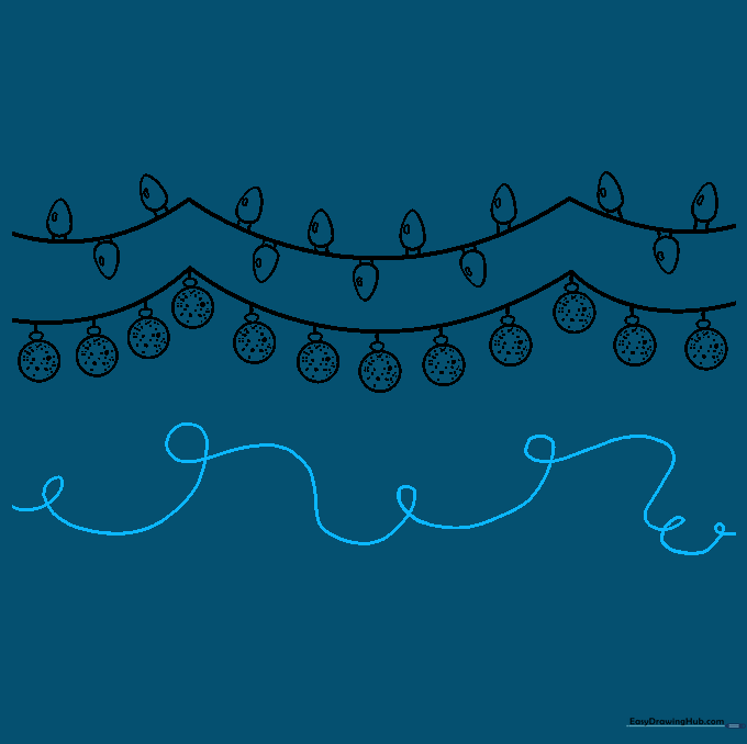 A long, curling line representing a loose, tangled strand of lights.