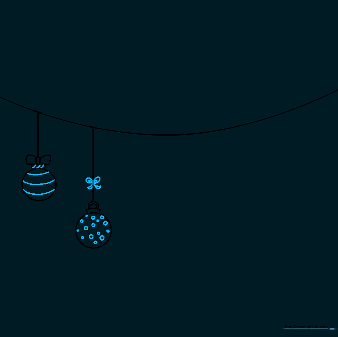 Two circular ornaments decorated with stripes and polka dots, both with bows.