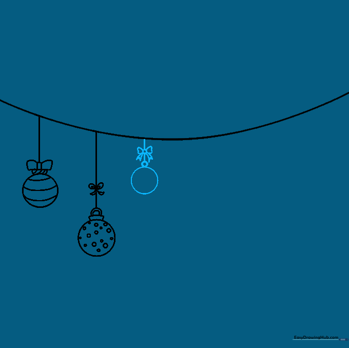 A third circular ornament added to the string, showing the basic construction shapes.