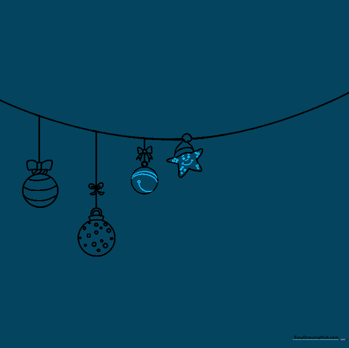 The star ornament now has a smiling face and the round ornament has a jingle bell detail.