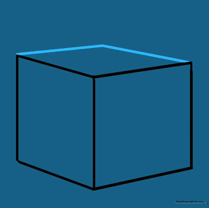 Drawing the top surface of the gift box using diagonal lines.