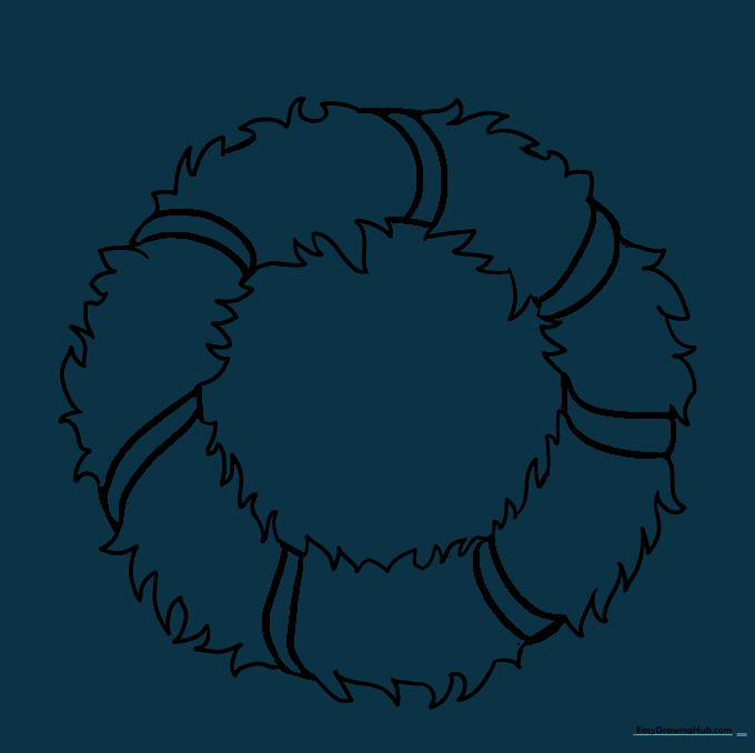 The wreath drawing after the initial circular guide lines have been erased.