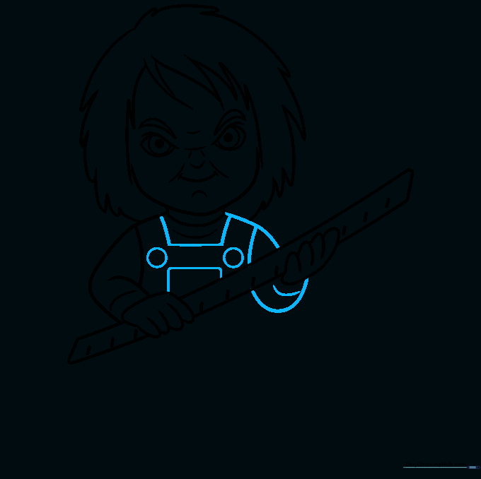 Adding shirt details including buttons to the character's torso.