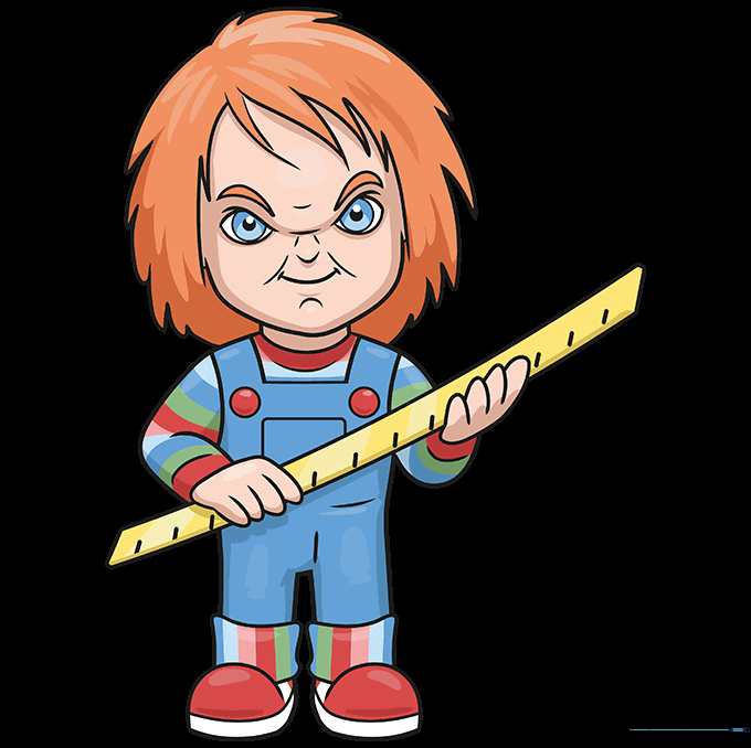Final colored version of the Chucky character drawing.