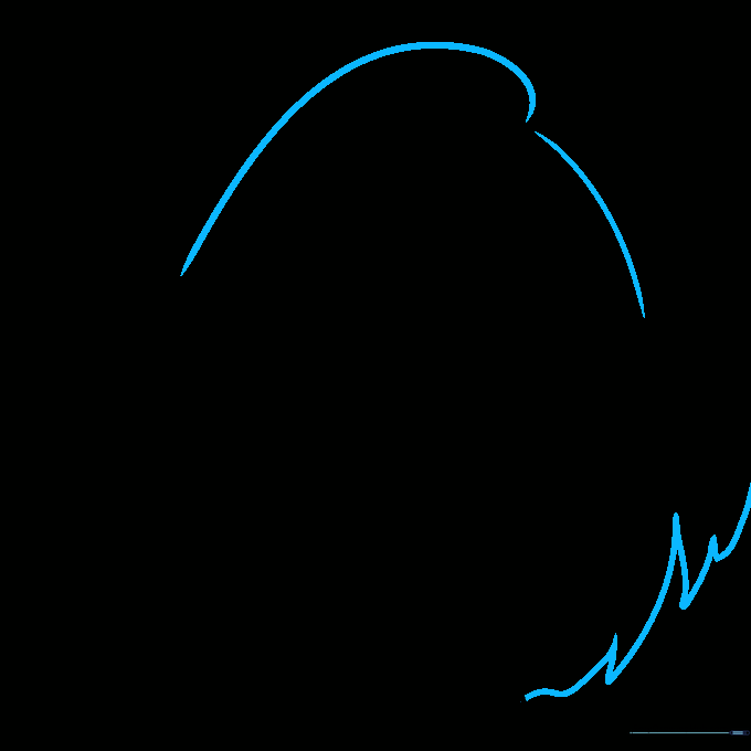 Completing the hair outline on the right side of the head.