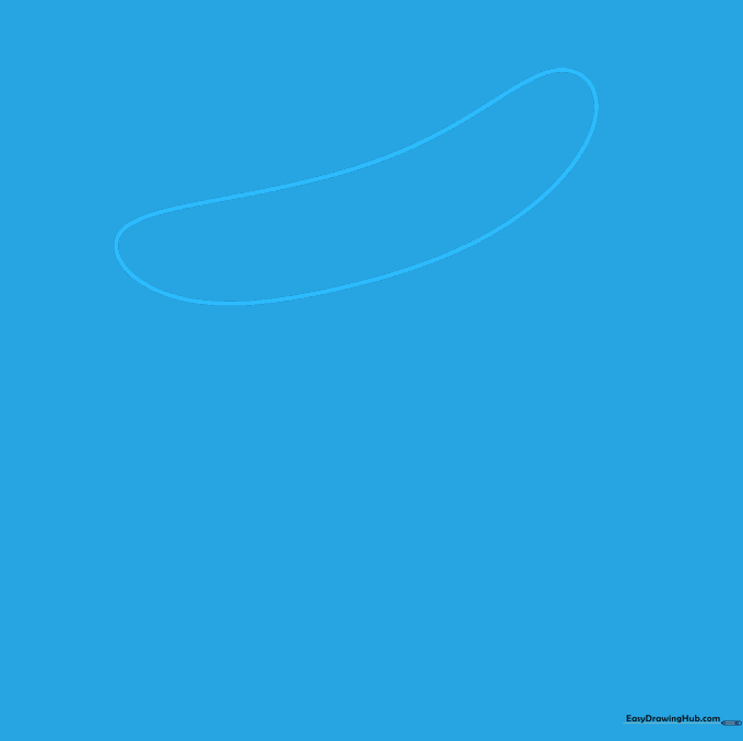 A light pencil sketch of a curved, banana-shaped line representing the base of a sombrero brim.