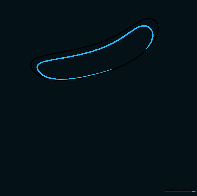 A second curved line drawn inside the first to show the thickness and depth of the hat brim.