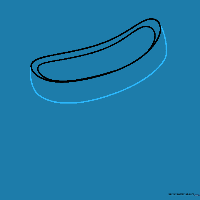 A curved line connecting the sides of the brim to define the front edge of the sombrero.