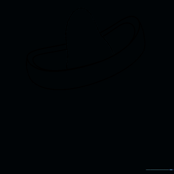 The sombrero outline with internal guide lines erased for a clean, finished shape.