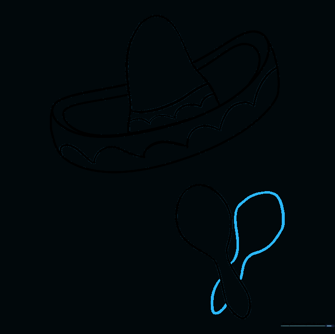 A second maraca sketched at an angle behind the first to add depth to the drawing.