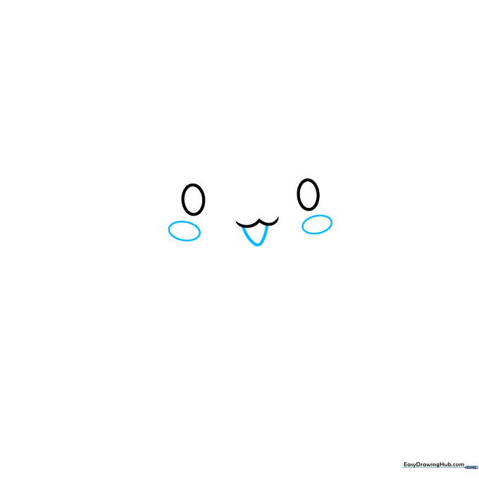 Pencil sketch showing Cinnamoroll's added cheek blushes and open mouth.