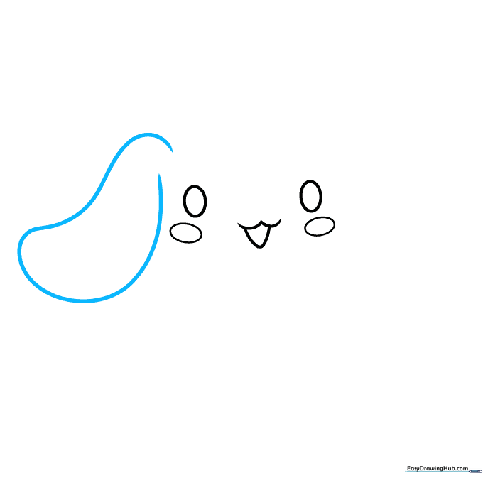 Pencil sketch of Cinnamoroll's long, floppy ear extending from the head.