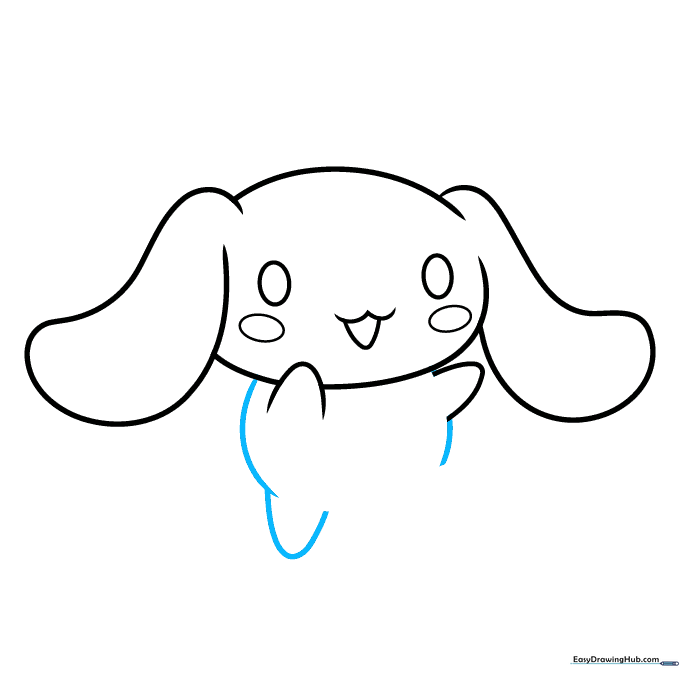 Pencil sketch showing the body and leg structure of Cinnamoroll.