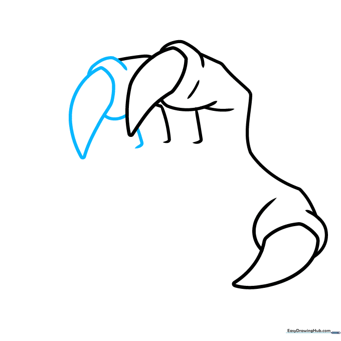 Sketching the third finger with a claw attached.