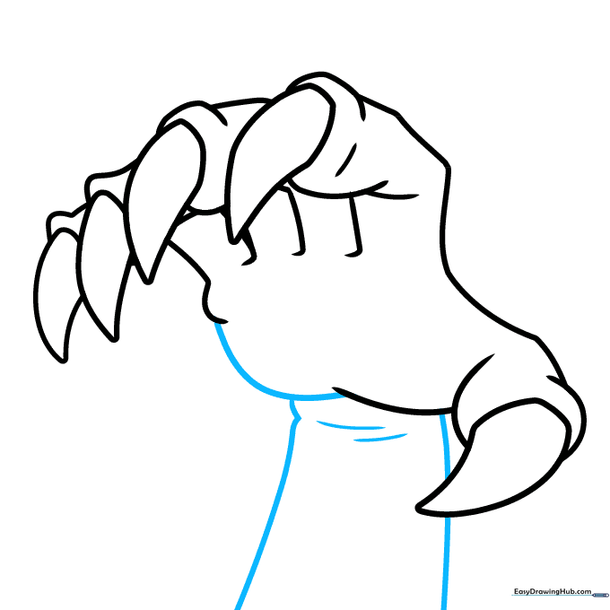 Adding the wrist and forearm lines to the hand drawing.