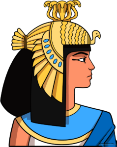 Finished artistic portrait of Cleopatra, showing her iconic headdress and profile.