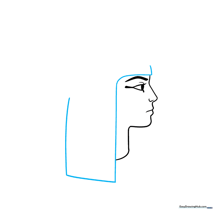 Outlining the rectangular shape of Cleopatra's hair around her face.
