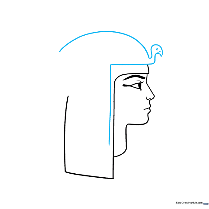 Adding the bird figurine detail to the top of Cleopatra's headdress.