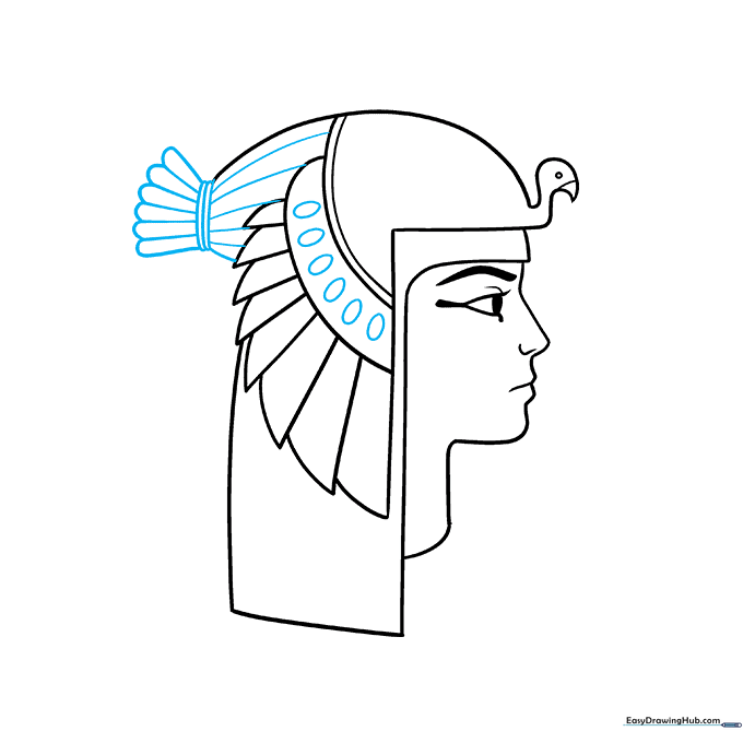 Adding tail feathers and wing ovals to the headdress design.