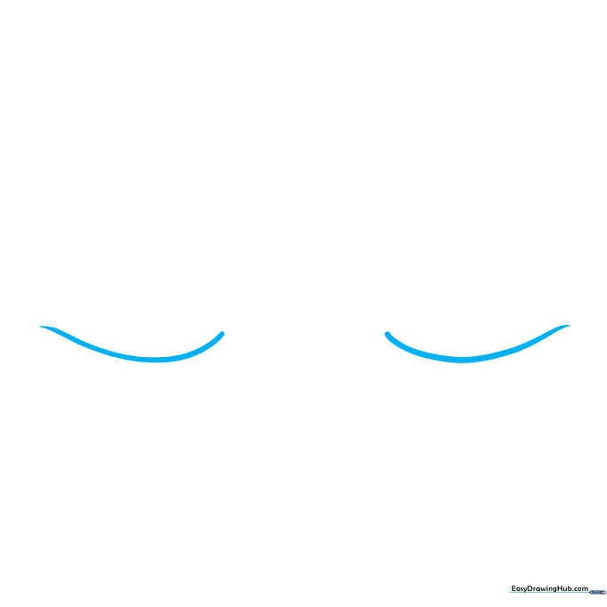 Two simple, light pencil curves forming the base shape of closed eyelids on a white background.