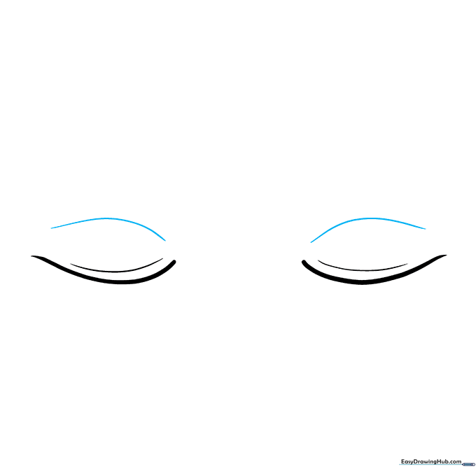 A third curved line added to represent the upper eyelid fold.