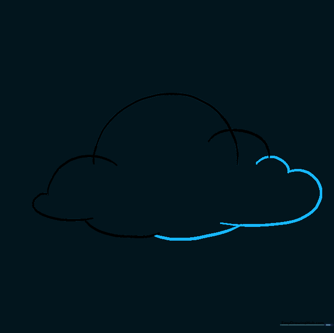 The completed outline of a single fluffy cloud shape.