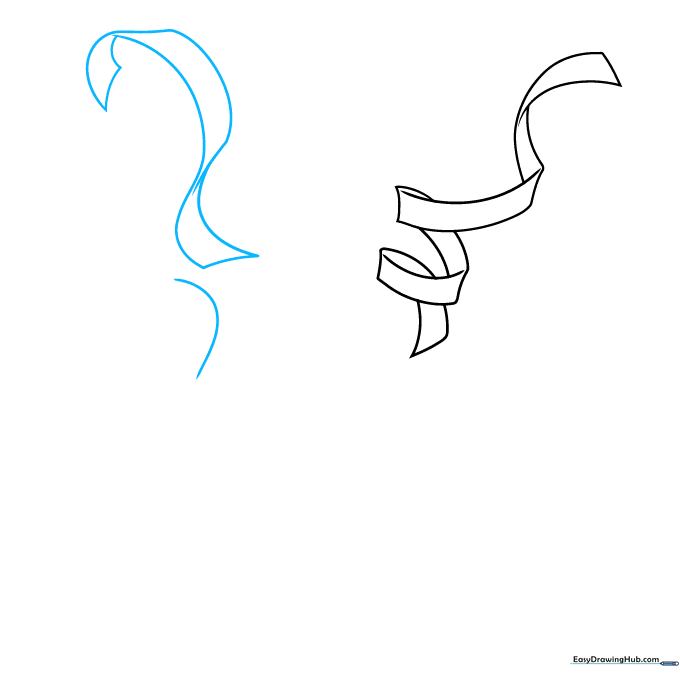 A second ribbon piece added to the drawing, positioned to overlap slightly with the first.
