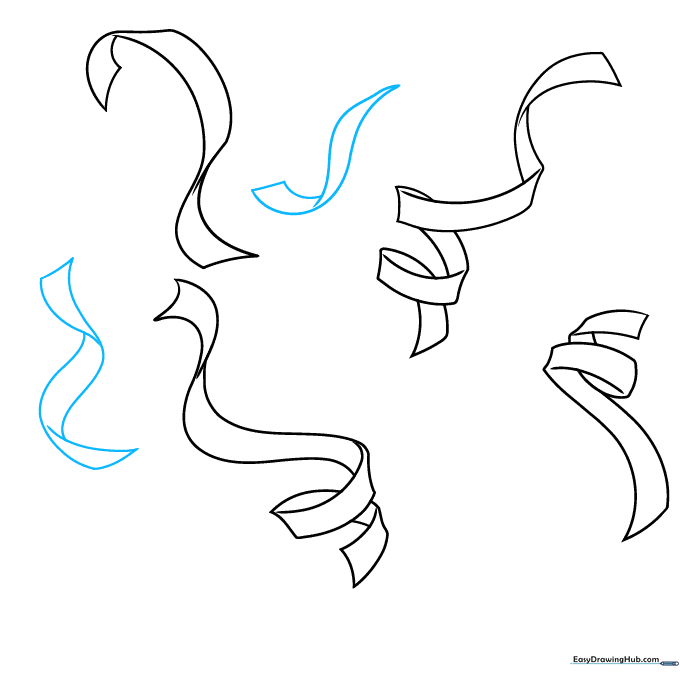 Two additional confetti pieces added, increasing the density of the drawing.