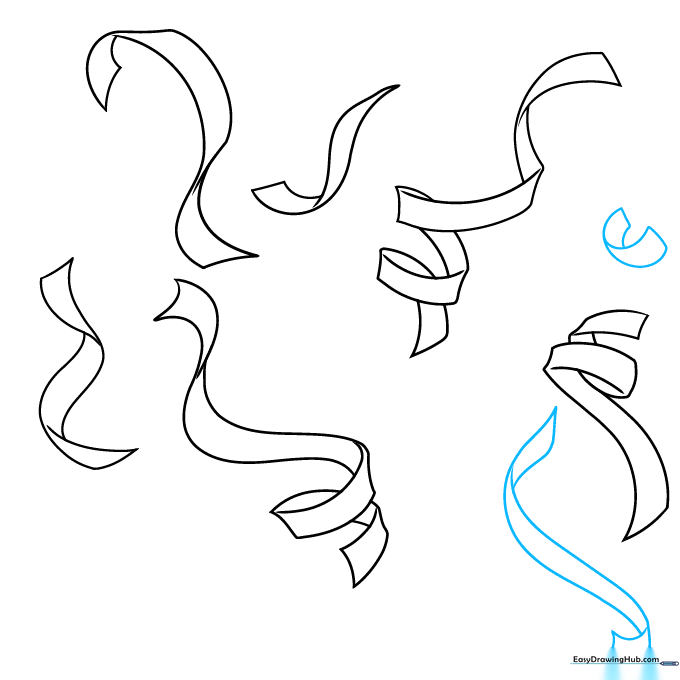 A small, C-shaped piece of confetti added to the drawing.