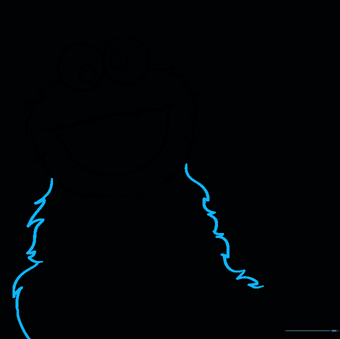 The head and upper body outline created with jagged, furry-looking lines.