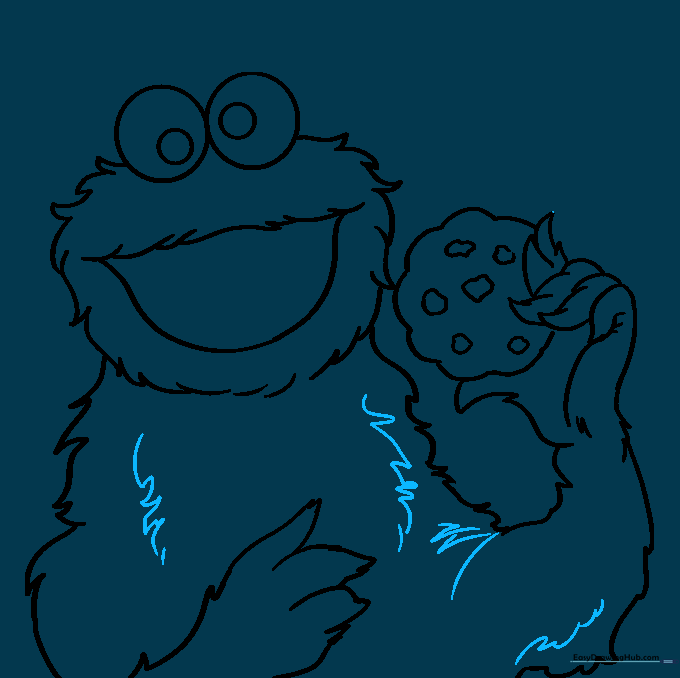 Adding detail lines to the body to emphasize the furry texture.