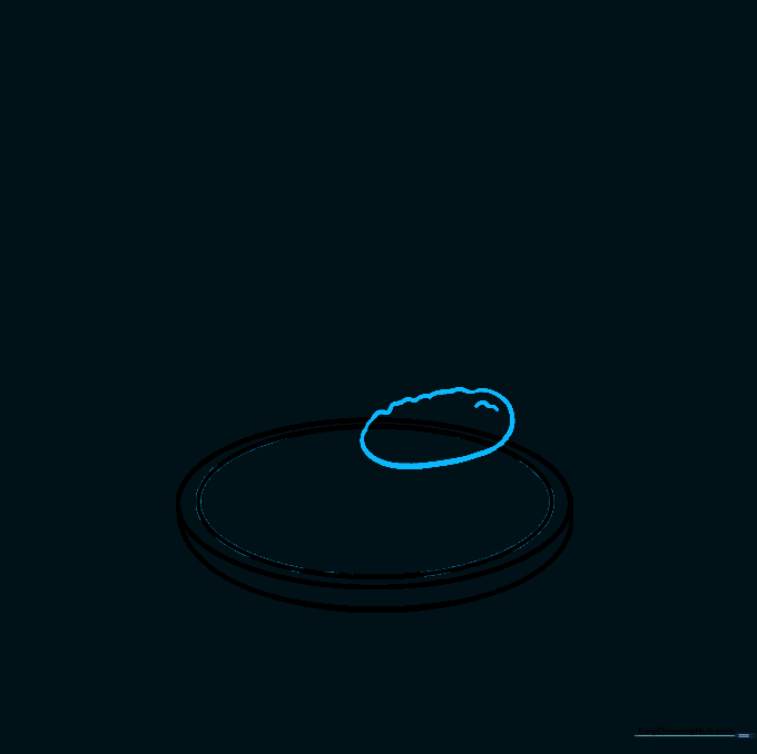 Drawing a single cookie with a textured, uneven edge on the plate.