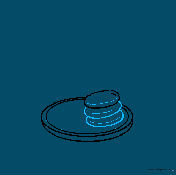 Drawing a stack of three cookies with depth lines.