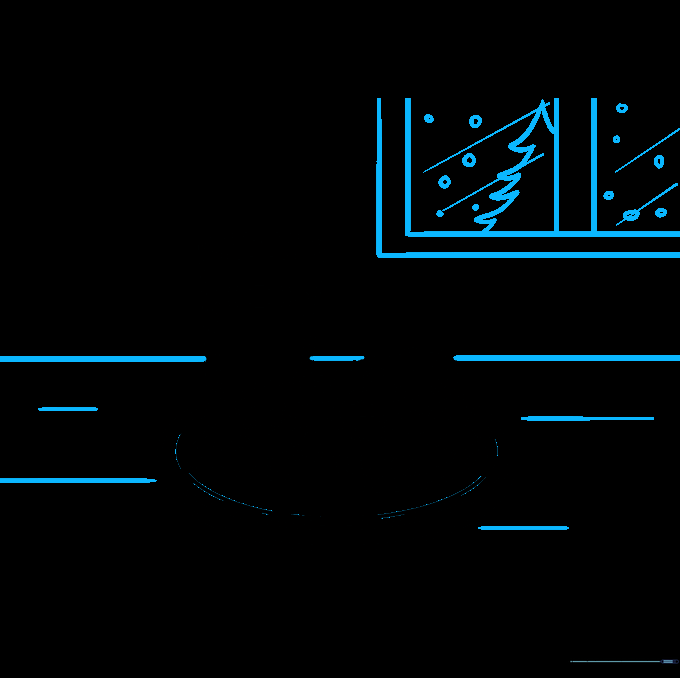 Adding a background with a window, tree, and snow to complete the scene.