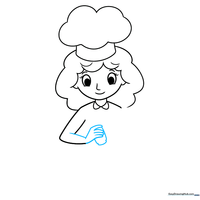 Detailing the chef's arm and hand holding a spice shaker.