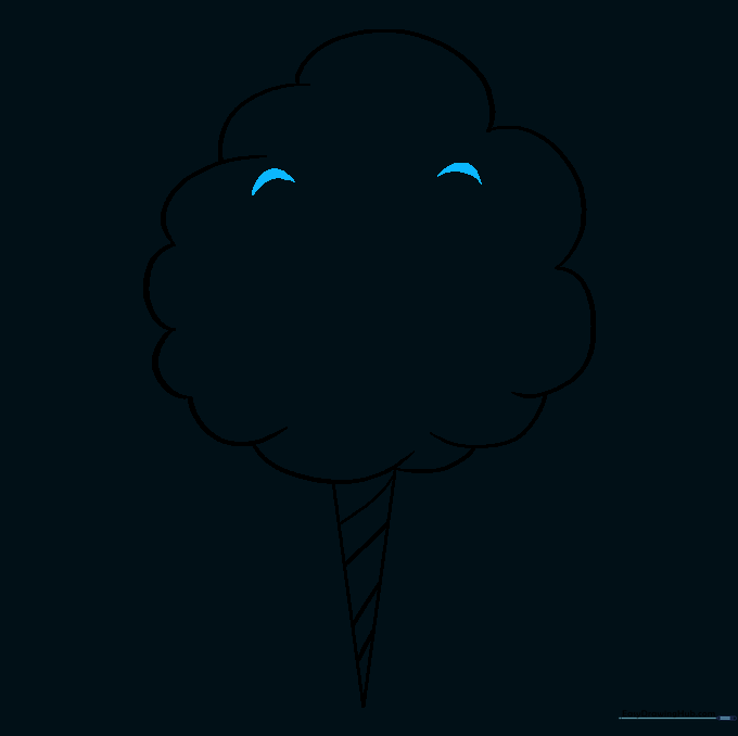 Two small arched lines drawn on the cotton candy cloud to serve as eyebrows.