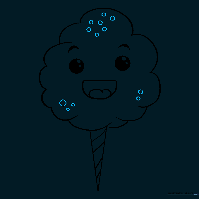 Small circles added to the body of the cotton candy to indicate texture.