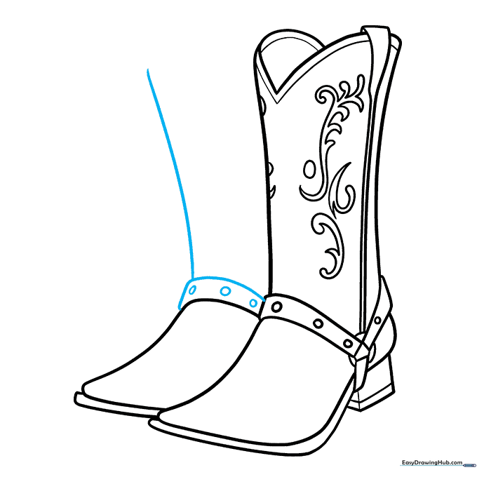 Adding straps and buckle details to the second boot.