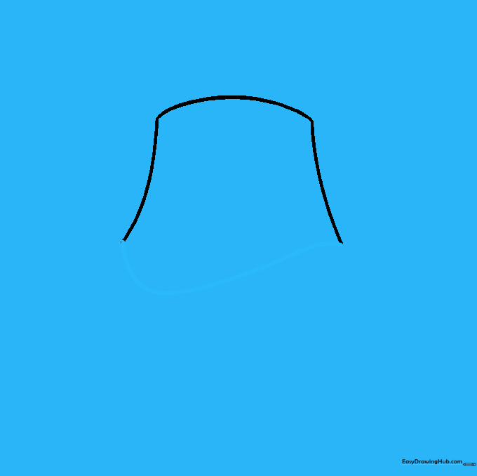 A curved line closing the bottom of the crown section.