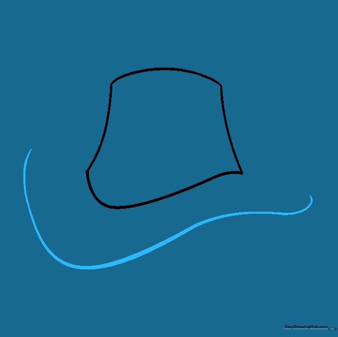 A long, sweeping line sketching the outer edge of the cowboy hat brim.