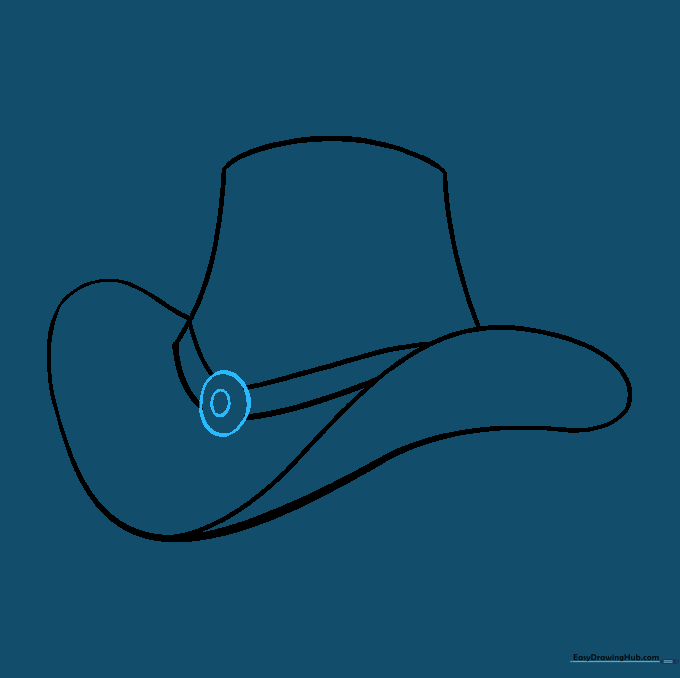 A small circular buckle detail added to the hat band.