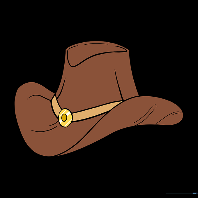 The finished, colored cowboy hat drawing.
