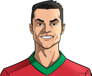 A vibrant, finished portrait of Cristiano Ronaldo, showcasing the final result of the tutorial.